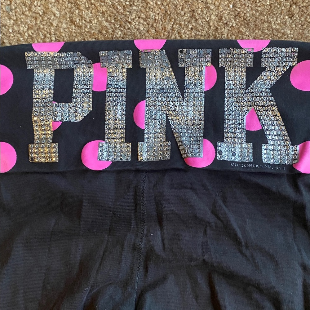 PINK Victoria's Secret y2k Leggings with Pink Polka Dots - Picture 2 of 6